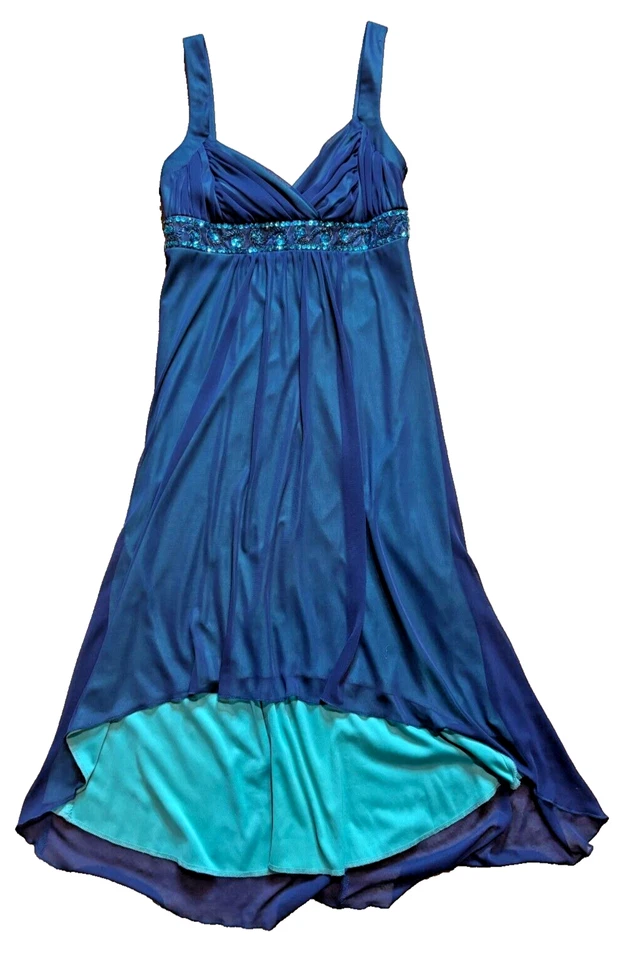 Nuevo con etiquetas Vestido Midi City Triangles Años 90 Y2K Vintage Azul Malla Boho Hada Capricho M Foto 1 de 4