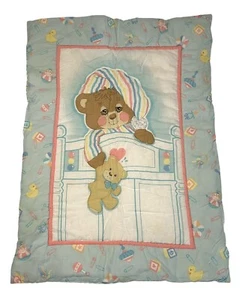 Vintage Morgan Inc Sleepy Orsacchiotto Culla Trapuntino Coperta Biancheria da Letto 45”x32” - Foto 1 di 8