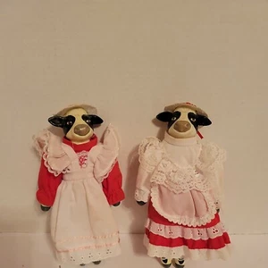  Cows wearing Dresses and hats Resin Head & Hooves, Soft Bodies Dolls Unique 9" - Picture 1 of 11