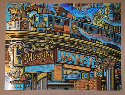 My Morning Jacket Chicago Poster Rainbow Foil Clinton Reno Guy Burwell Night 2 - Image 1 of 4