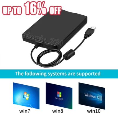 3.5 Inch USB 2.0 Portable External Floppy Disk Drive 1.44Mb Reader PC Laptop FDD - Image 1 of 4