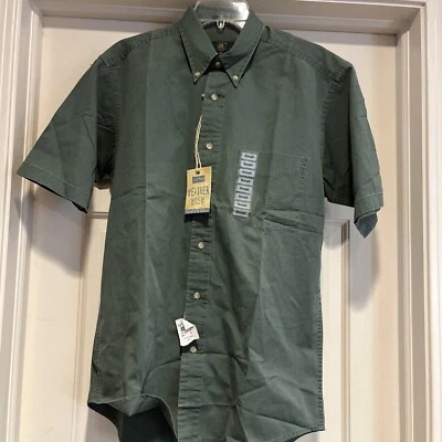Camisa Club Room Para Hombres Estate Algodón Verde Botón Manga Corta S- Lavado a la intemperie Nueva con Etiquetas Foto 1 de 4