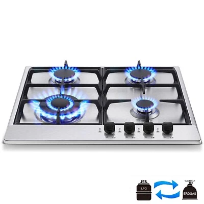 SNDOAS 60cm Gas Hob 4-Burners Built in Gas Cooktop Cast Iron Support NG/LPG - Image 1 of 4