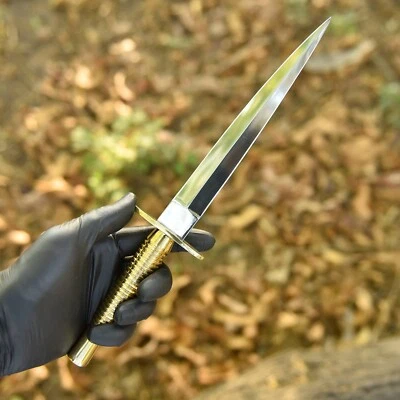 Cuchillo Fairbairn Sykes Comando del Ejército Británico 2do Patrón Mango de Latón con Funda Foto 1 de 4