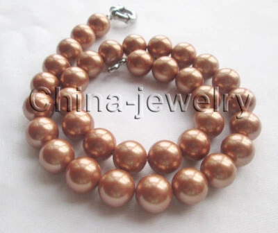 N8839 - 18" 12mm Luz Natural Café Mar del Sur Concha Collar Perlas - Cierre GP Foto 1 de 3