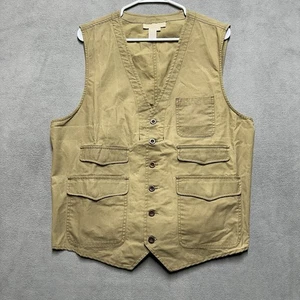 Vintage The Territory Ahead Feldweste Herren groß hellbraun gewachst Schnalle hinten Knopfleiste - Bild 1 von 10