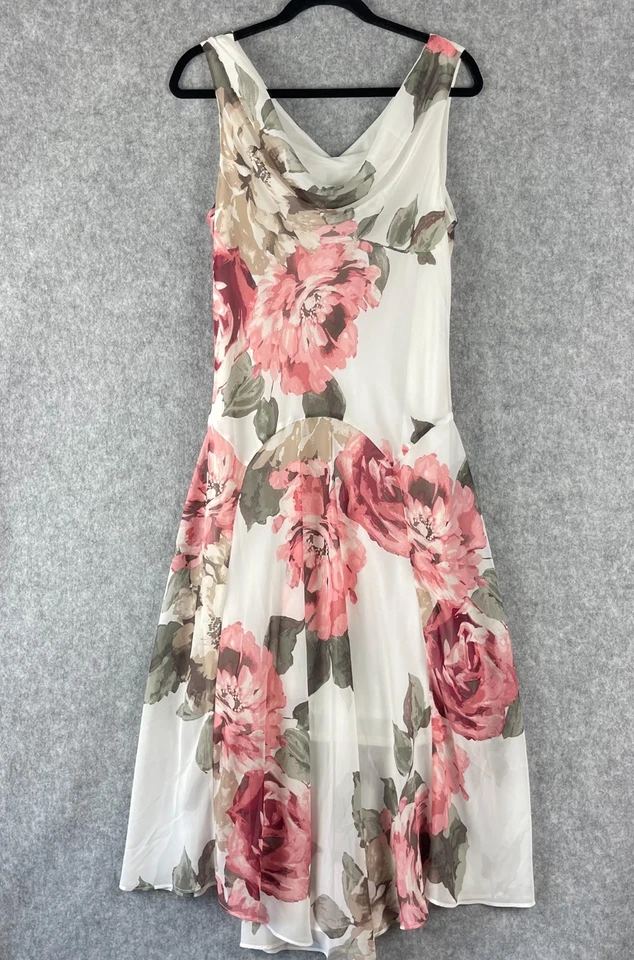 Vestido feminino Robbie Bee chiffon 12 floral gola alta romântico caprichoso fada Y2K - Imagem 1 de 4