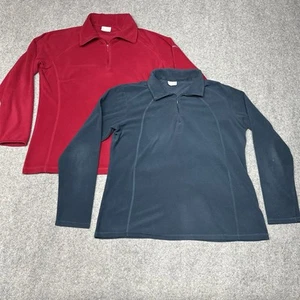 Lot of 2 Columbia Women's Blue Rose Fleece 1/4 Zip Jackets Size XL Long Sleeve - Picture 1 of 19