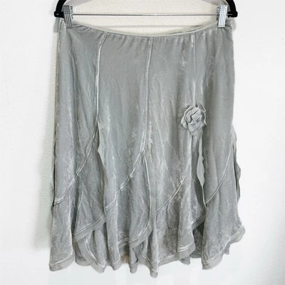Y2K Odille Skirt Womens 14 Green Velvet Silk Fairy Grunge Ethereal Whimsigoth - Image 1 of 4