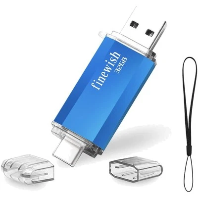 Usb c Stick 32gb Otg Speicher 2 in 1 für Mac Android Datenübertragung blau - Bild 1 von 2