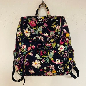 Rare Vera Bradley Ribbons Pink Double Zip Large Backpack 15X16 - Picture 1 of 7