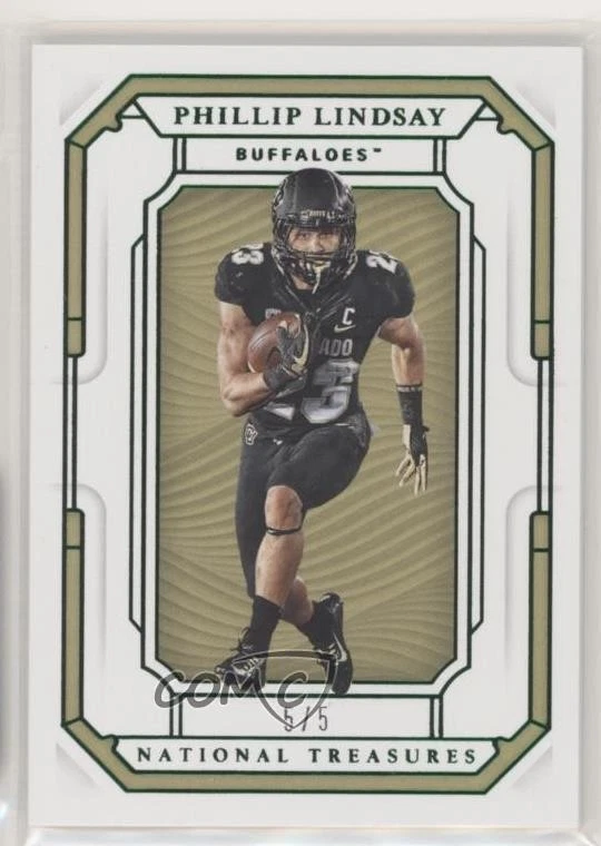 2019 Panini National Treasures Collegiate Emerald /5 Phillip Lindsay #25 - Image 1 of 2