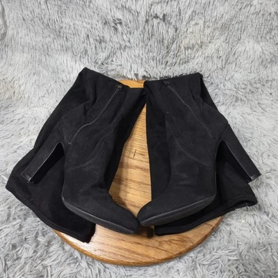 Botas de tacón alto de gamuza sintética negras por encima de la rodilla retro Unisa para mujer talla 8,5 Foto 1 de 4