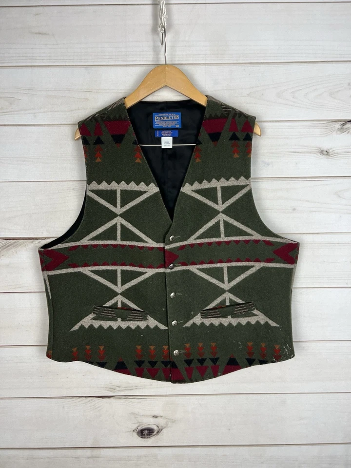 Pendleton Vest Mens 48 Wool Western Aztec Southwest Made USA Pockets - Image 1 of 4