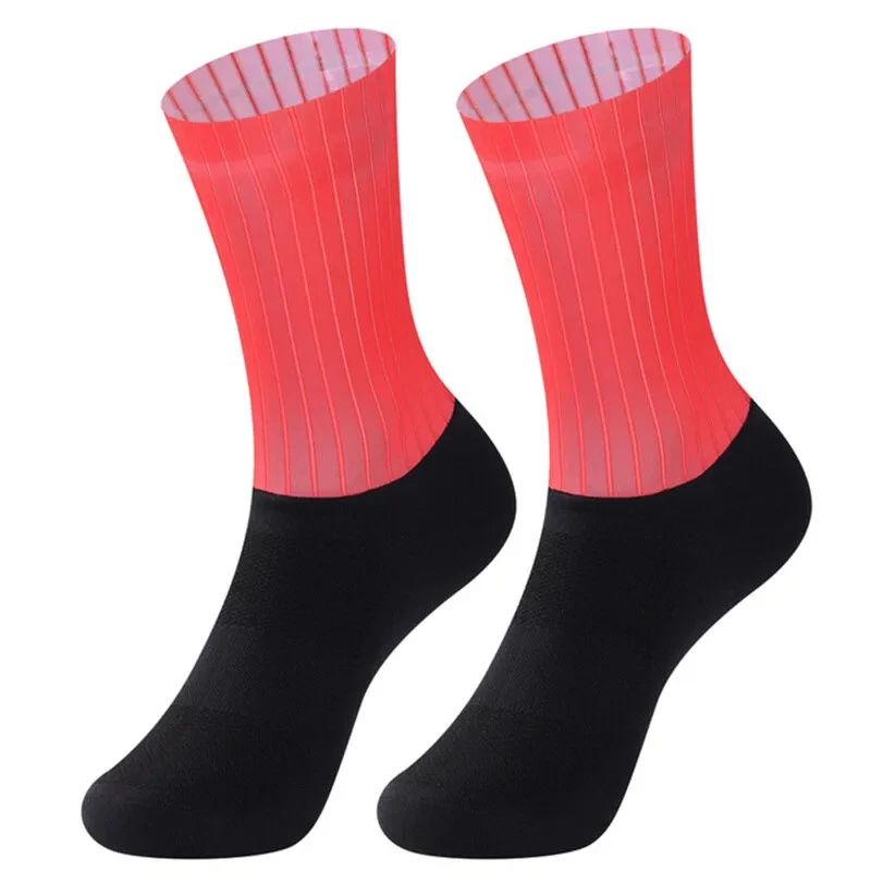 1 Pair Men Cycling Running Anti Slip Summer Polyester Nylon Knee High Sport Sock - Image 1 of 4