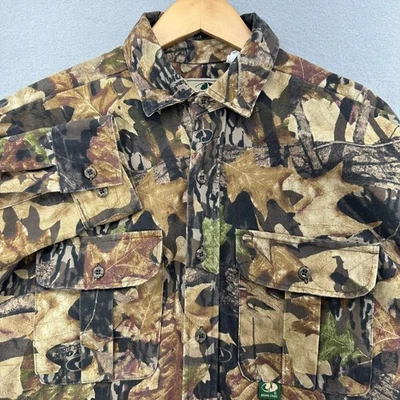 VTG Mossy Oak Forest Floor Camo Button Down Long Sleeve Shirt SZ L Made in USA - Image 1 of 4
