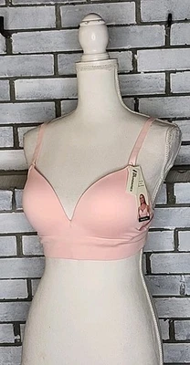 NWT No Boundaries Women's Seamless Wire-Free Push-Up Plunge Bra Size M Coral - Image 1 of 4