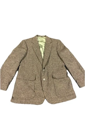 Blazer De Colección Haggar Imperial Para Hombres Abrigo Deportivo Talla 40S Lana Tweed Gris Espiga Foto 1 de 4