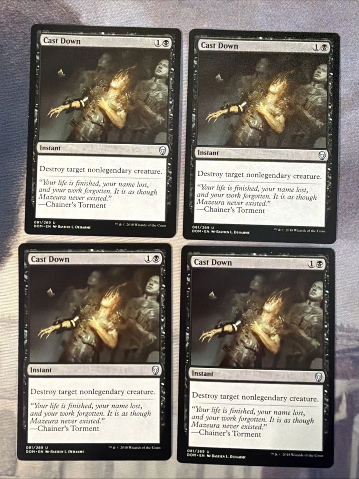 4x Cast Down- Dominaria- NM- Mtg Magic The Gathering- Playset- Free Shipping - Image 1 of 1