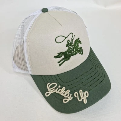 Gorra de camionero Free People X de cuero discreto mareado verde caballo de rodeo Foto 1 de 4