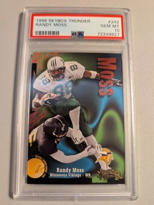 1998 SkyBox Thunder BASE ROOKIE Randy Moss RC #242 GEM MINT PSA 10  POP 57 - Image 1 of 2