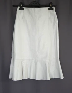 Falda Margaret Godfrey CUERO GENUINO Acanalada Blanca Talla 4 NUEVA - Imagen 1 de 13