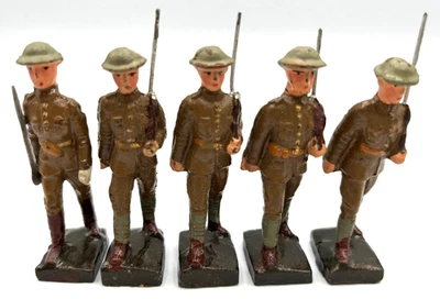 Lineol 5 piezas Oficial del Ejército de Estados Unidos marchando con 4 soldados 6,5 cm más pequeño pre-robusto Foto 1 de 4