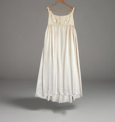 Maxi Vestido Vintage Seda Bridgerton Vestido Cintura Imperio Estilo Regencia Marfil Crema M Foto 1 de 4