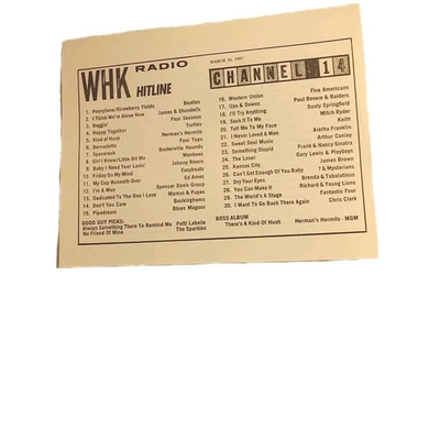 BEATLES  PENNYLANE/STRAWBERRY FIELDS#1 WHK RADIO  HITLINE CHART  1967 Cleveland  - Image 1 of 4