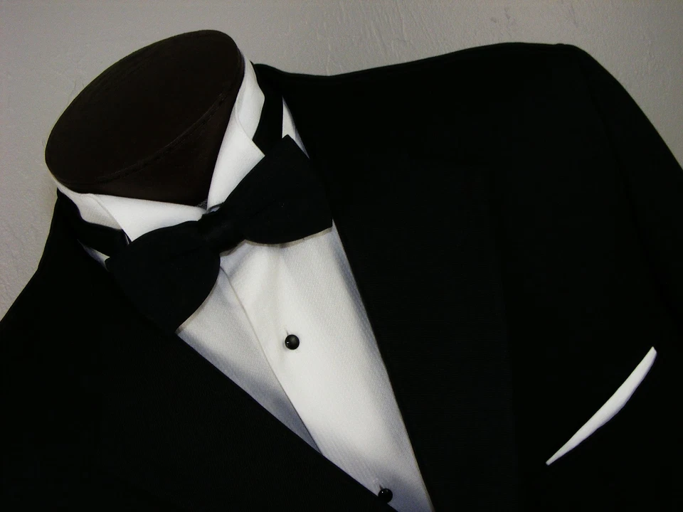 MENS SZ 46L TAILORED KITON NAPOLI SUPER 150'S BLACK TUX TUXEDO SZ 46L 39 X 34 - Image 1 of 4