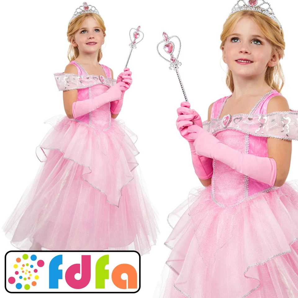 Rubies Official Pink Princess Fairytale Kids Childs Fancy Dress Costume - Image 1 of 3