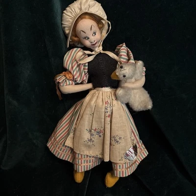 Vintage Cloth Doll Klumpe Woman With Goose Made In Spain Labels - Image 1 of 4