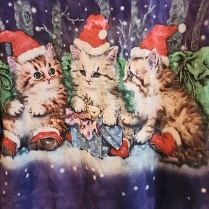 The Mountain Christmas Cat Shirt | Purple Tie-Dye Santa Kittens Tee L USA Cotton - Picture 1 of 5