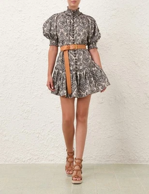 ZIMMERMANN New Wylie belted embroidered cotton mini dress $850, sz 0 (XS) - Image 1 of 4