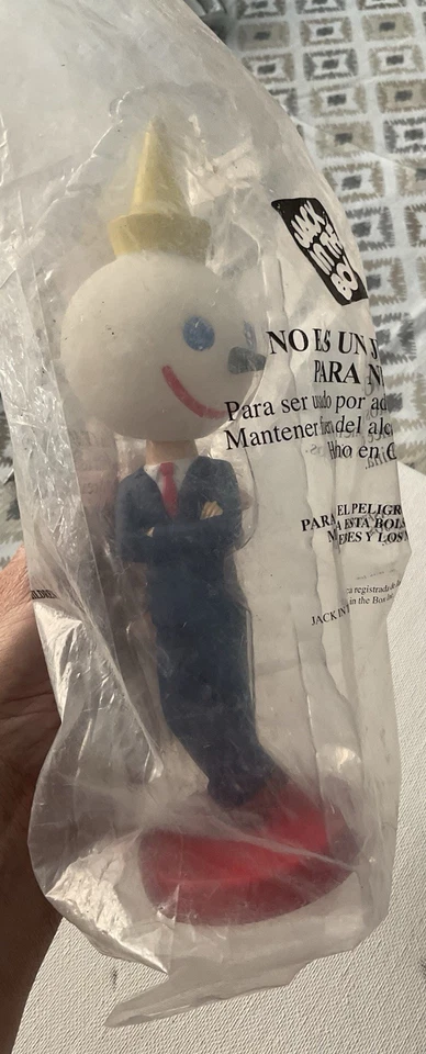 VINTAGE JACK IN THE BOX BOBBLE HEAD PROMOTIONAL TOY NEW AND SEALED IN A BAG - Image 1 of 4