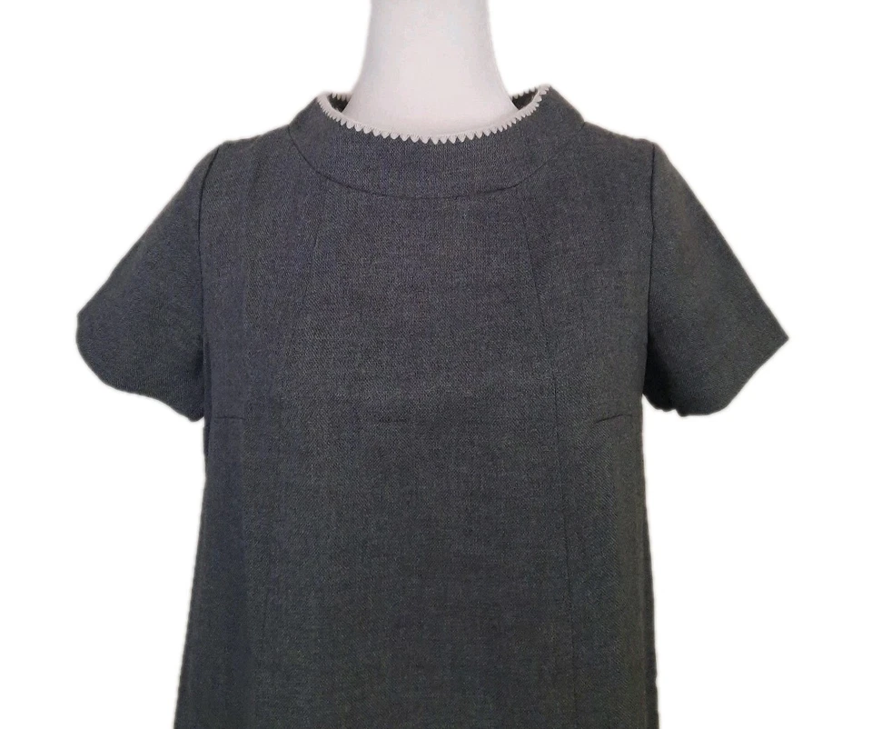 Vestido de Maternidad Helene Scott Vintage Años 60 Gris Blanco Mod Talla S Tweed Lino Foto 1 de 4