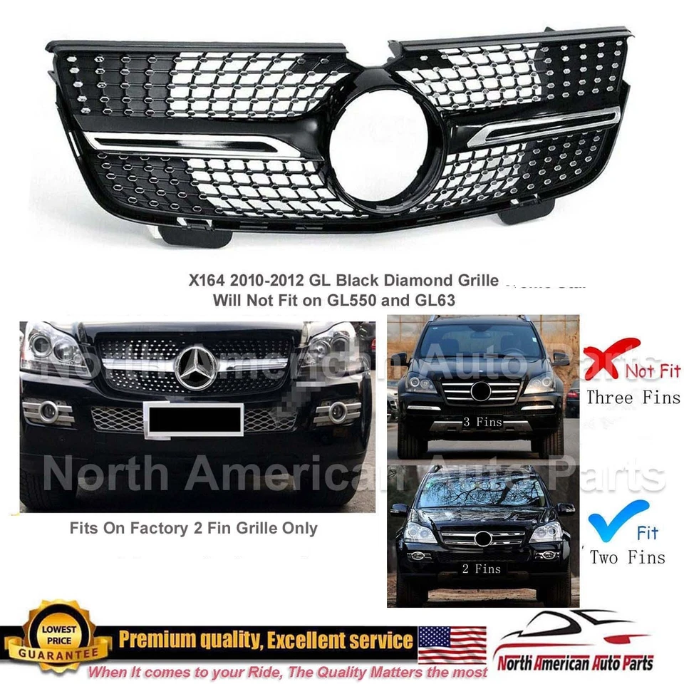GL350 GL450 X164 Parrilla GT Negro Diamante Estilo 2010 2011 2012 Nuevo Foto 1 de 4