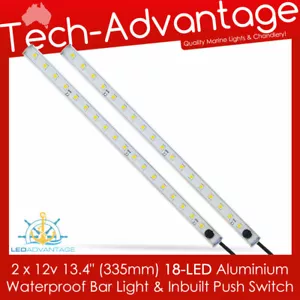 2 x 12v 30cm 17-LED Outdoor Waterproof Lights Switch Boat, Caravan, UTE, Trailer - Picture 1 of 6