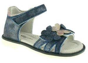 NEW BABY GIRLS NAVY LEATHER LINED SANDALS OPEN TOES HOLIDAY SUMMER SHOES SIZE 4 - Picture 1 of 3