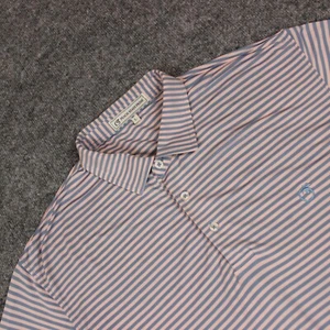 Polo Peach State Pride Para Hombre Grande Rosa Azul Rayas Golf Performance - Imagen 1 de 11