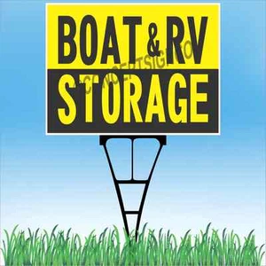 18"x24" BOAT & RV STORAGE Outdoor Yard Sign & Stake Lawn Units Parking Facility - Picture 1 of 2