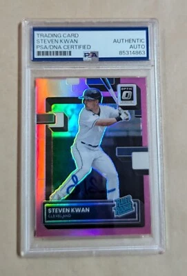 Steven Kwan Panini Donruss Optic Rated Rookie 2022 #158 Hand Signed PSA Slabbed - Image 1 of 2