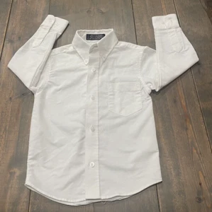 Arrow Boy’s Solid White Button Front Collared Shirt Cotton Blend Size: 5 - Picture 1 of 6