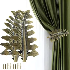 Curtain Holdbacks Vintage Leaf Design Curtain Drapery Tie Back Bronze Tone - ... - Picture 1 of 2