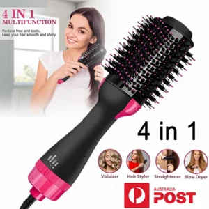 4 in 1 Hot Air Brush Styler Hair Dryer Curling Comb Blow Volumizer Straightener - Picture 1 of 11