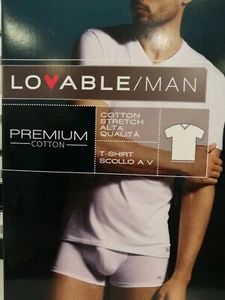 Lovable uomo T-Shirt scollo V art.18439 cotone elasticizzato mezza manica maglia - Foto 1 di 11