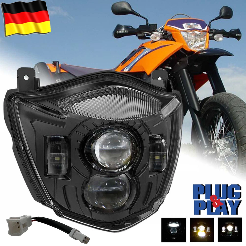 Faro LED Hi/Lo DRL para Yamaha XT660R 2004-2016,XT660X 2004-2006 con E24 - Imagen 1 de 4