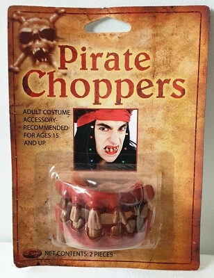 PIRATE CHOPPERS Fancy Dress Costume Accessory HALLOWEEN Fake PVC Teeth - Image 1 of 4