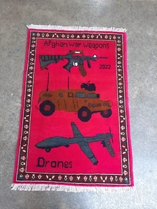S2067 Afghan vintage Handmade Knotted Tribal Pictorial War Rug 120×83 cm - Imagen 1 de 6