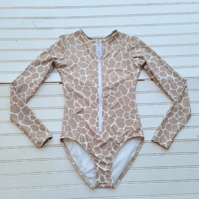 Roupa de banho Michael Michael Kors peça única proteção contra erupções cutâneas girafa longa Slv 4 - Imagem 1 de 4